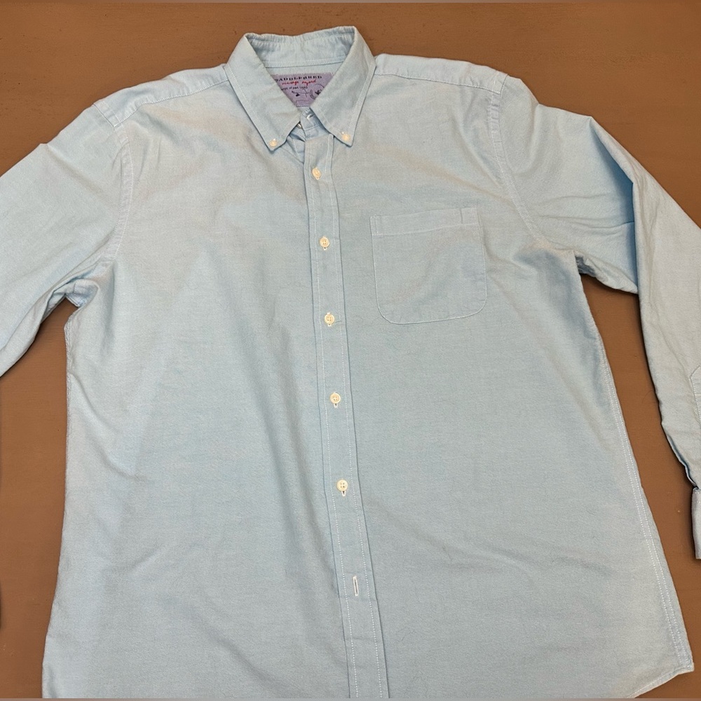 Saddlebred Vintage Oxford Men’s Light Blue Casual Button Down Shirt Size Large